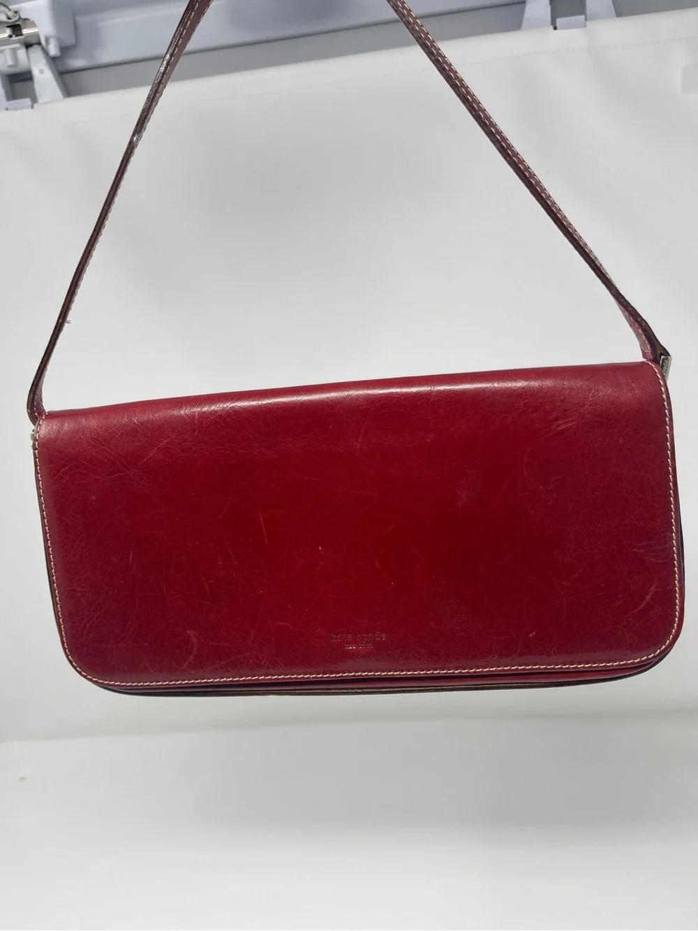 Signed Kate Spade Red Leather Shoulder Bag